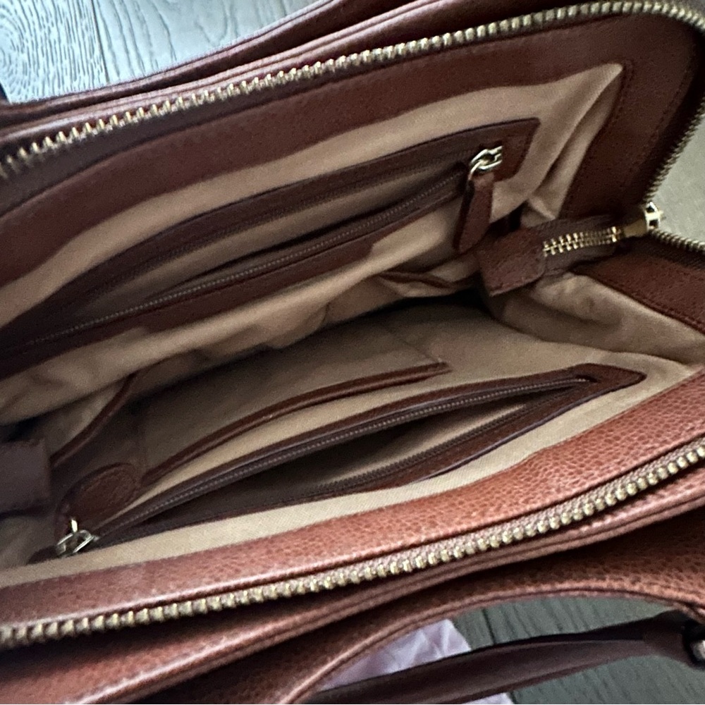 Isaac Mizrahi Brown Leather Satchel - Picture 6 of 7